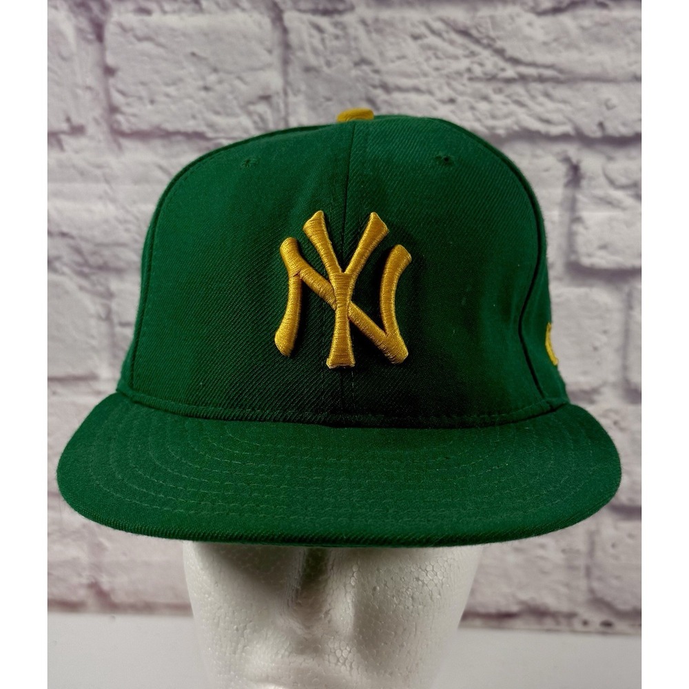 New York Yankees New Era 59 fifty Hat Green Yellow Letters Size 6 7/8 RARE!